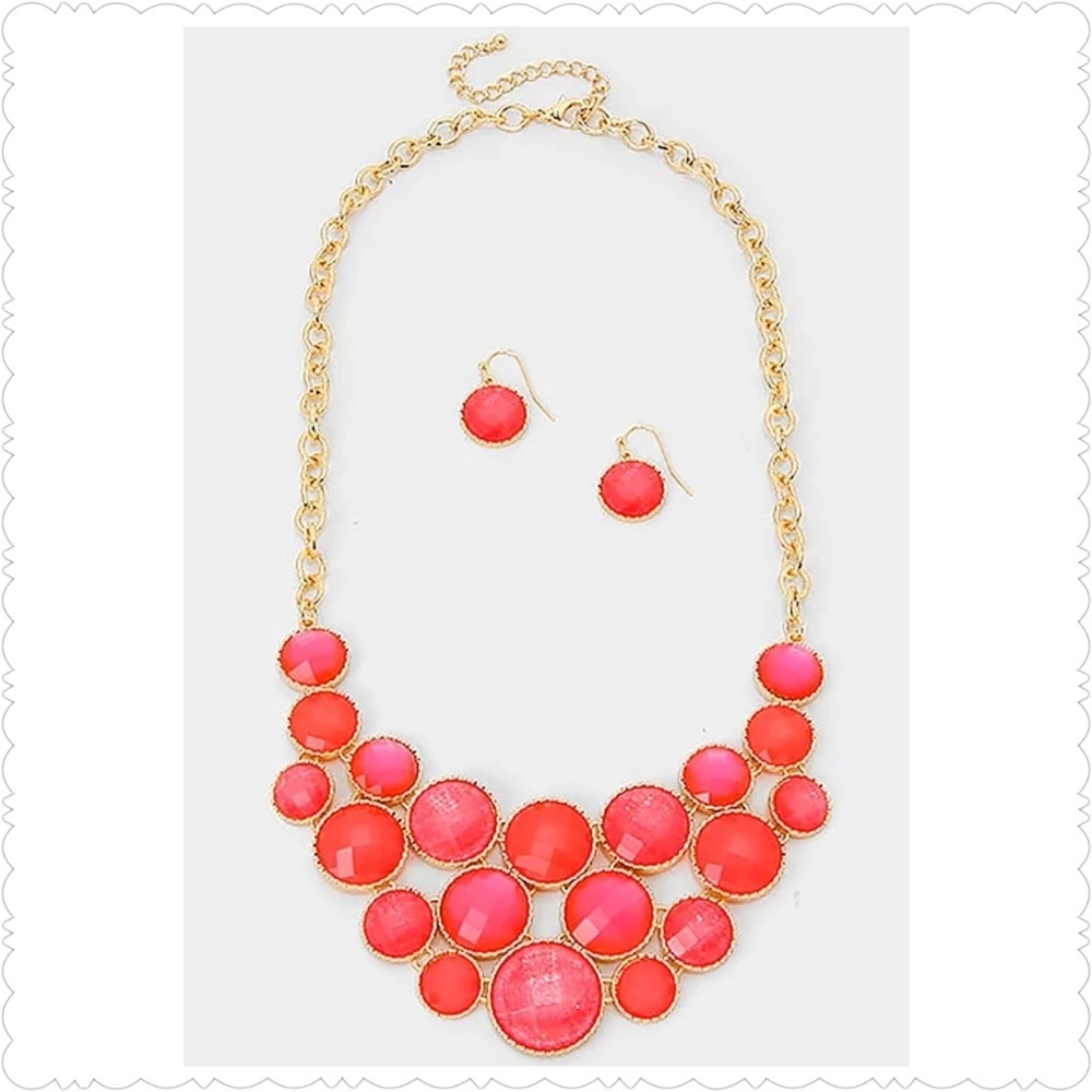 Bubble Cluster Statement Necklace Set